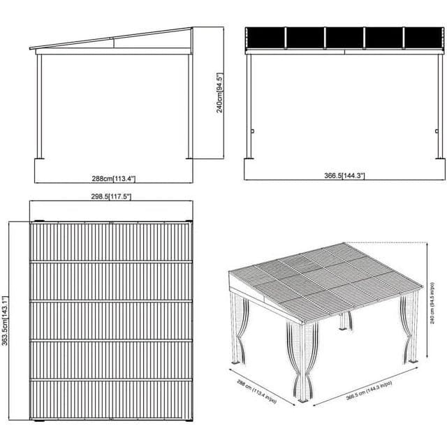 Sojag 500-9165470 Portland No. 53 Wall Gazebo 3.05m x 3.66m