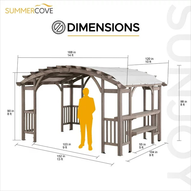 Sunjoy Bellucci 3m x 4.3m Cedar Wood Pergola Light Grey