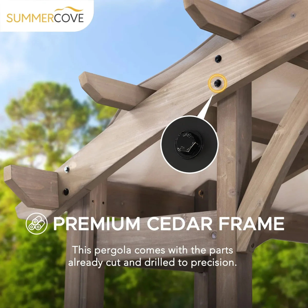 Sunjoy Bellucci 3m x 4.3m Cedar Wood Pergola Light Grey