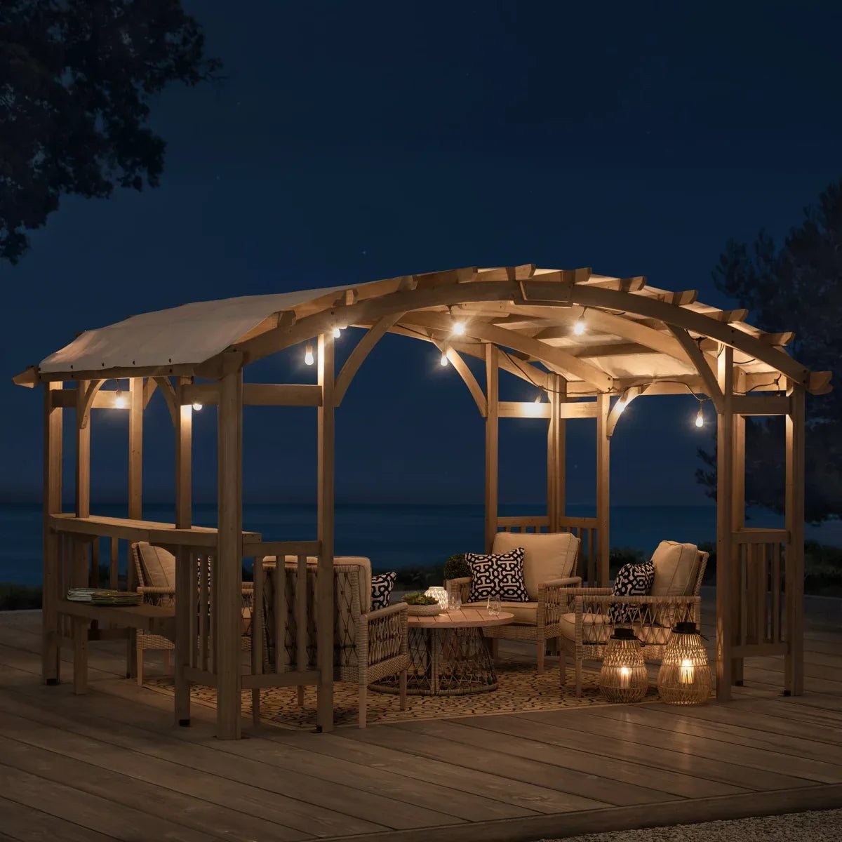 Sunjoy Bellucci 3m x 4.3m Cedar Wood Pergola Light Grey