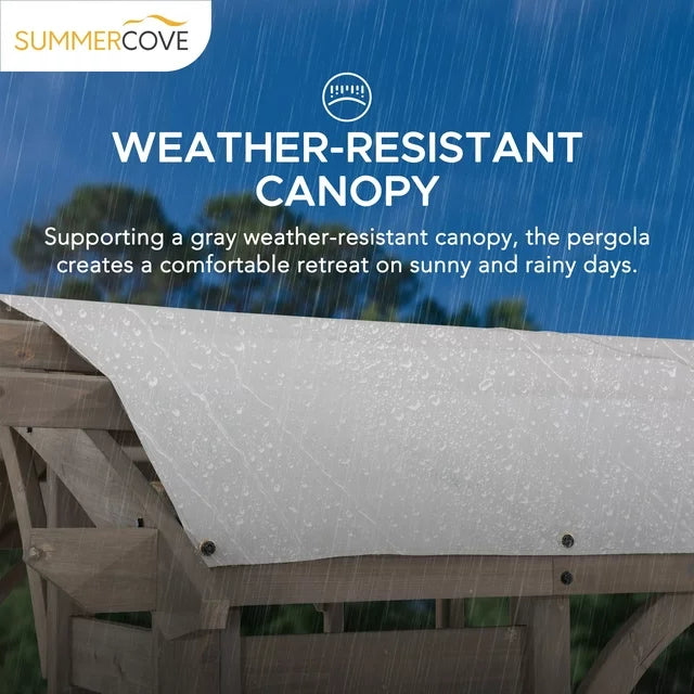 Sunjoy Bellucci 3m x 4.3m Cedar Wood Pergola Light Grey