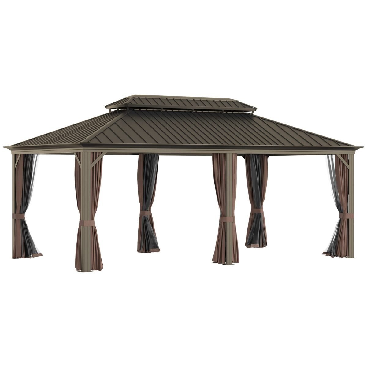 Sunmthink Hardtop Gazebo Double Roof 3.7m x 6.1m