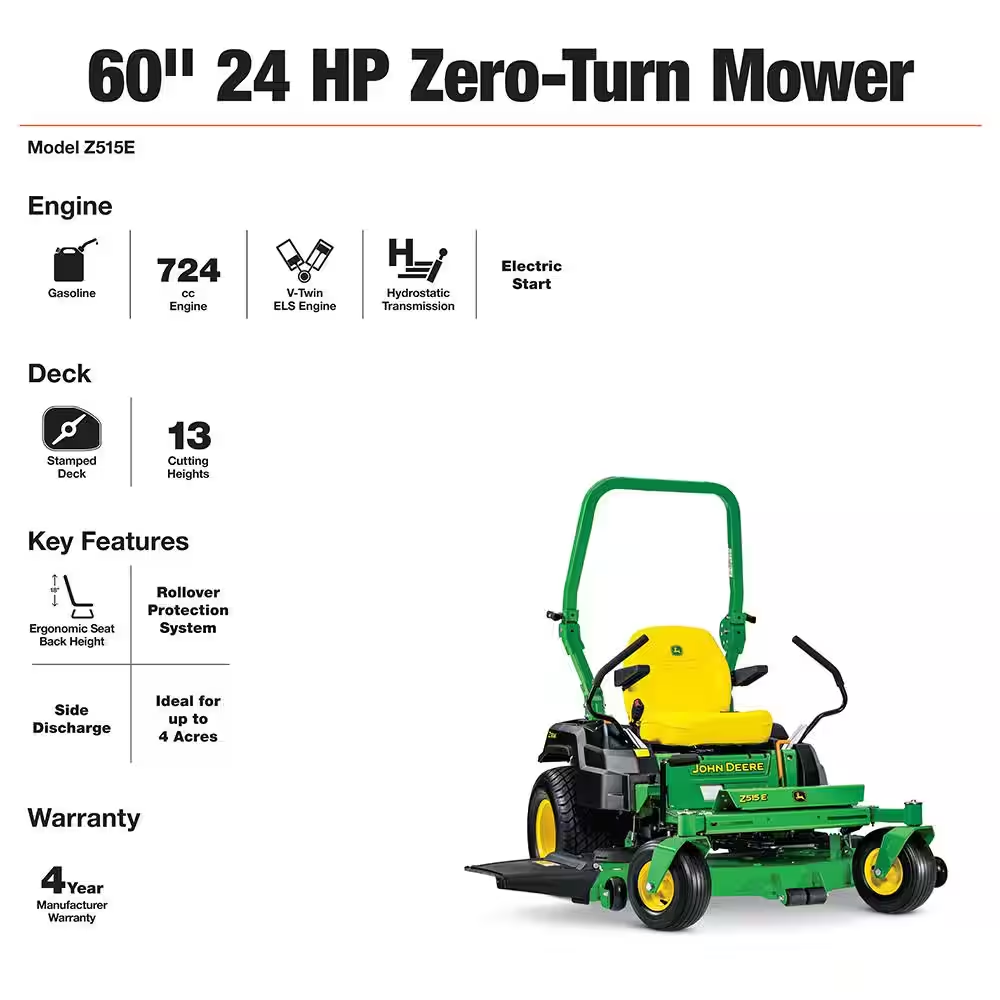 John Deere Z515E Zero-Turn Riding Mower 152cm