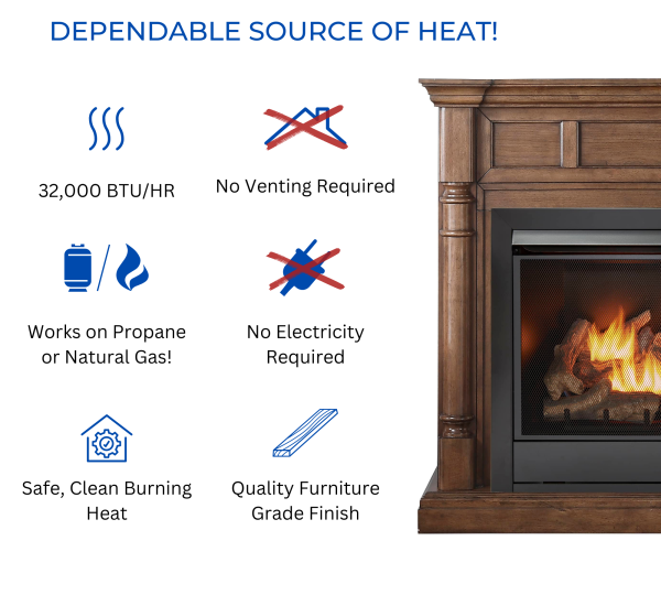 Duluth Forge FDI32R-M-WN Ventless Gas Fireplace 1.4m x 54.6cm