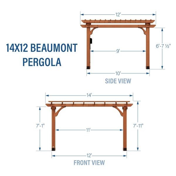 Beaumont Cedar Wood Pergola 4.3m x 3.7m