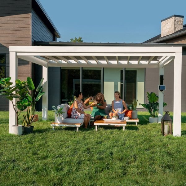 Windham Modern Steel Pergola White 4.27m x 3.05m