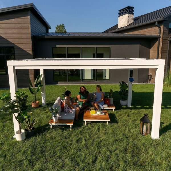 Windham Modern Steel Pergola White 4.27m x 3.05m