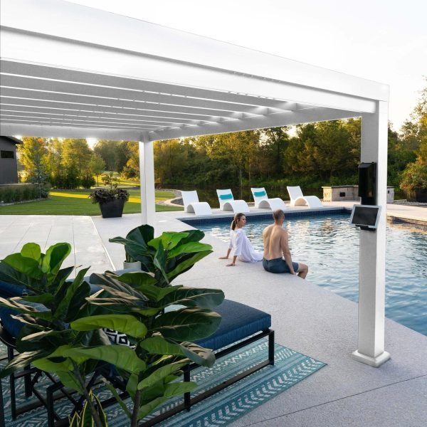 Windham Modern Steel Pergola White 4.27m x 3.05m