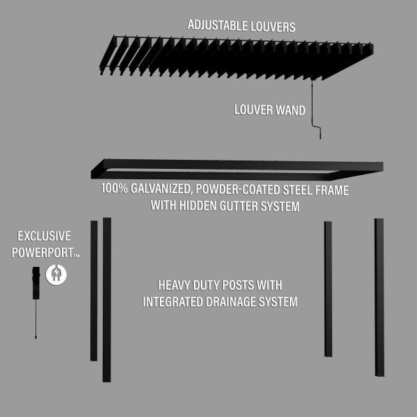 Sarasota 4.3m x 3m Modern Steel Louvered Pergola
