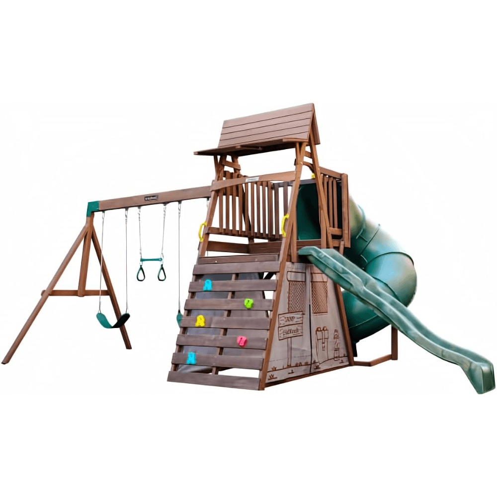 Ranger Retreat Wooden Playset With Tube Slide