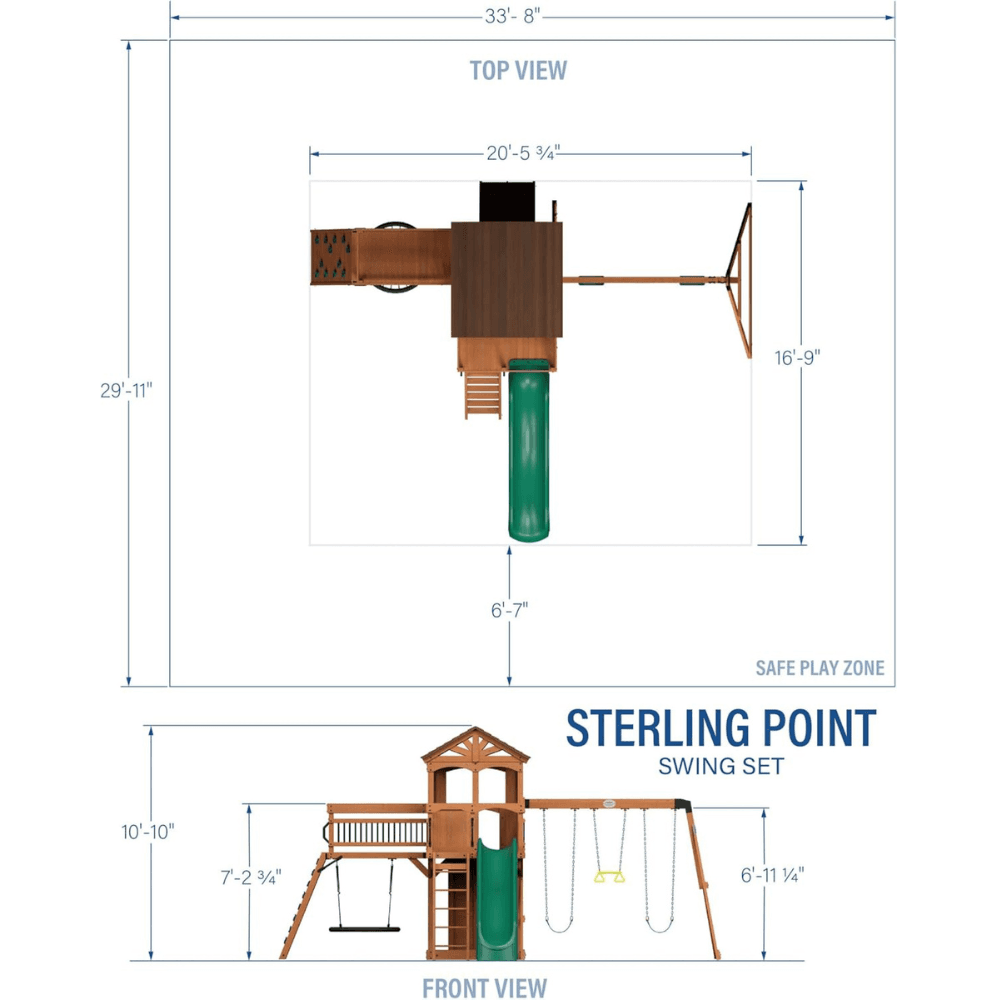 Sterling Point Wooden Outdoor Swing Set Playset