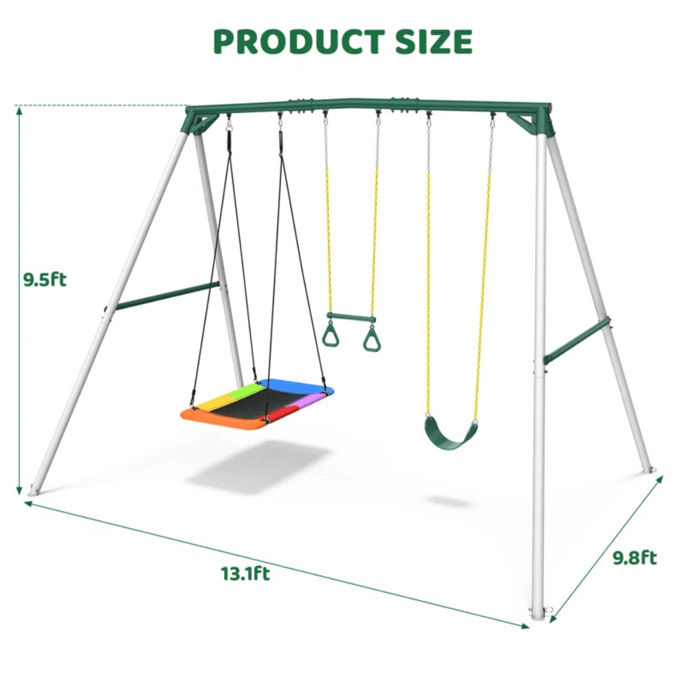 Heavy Duty Metal Swing Set 4m x 3m x 2.9m