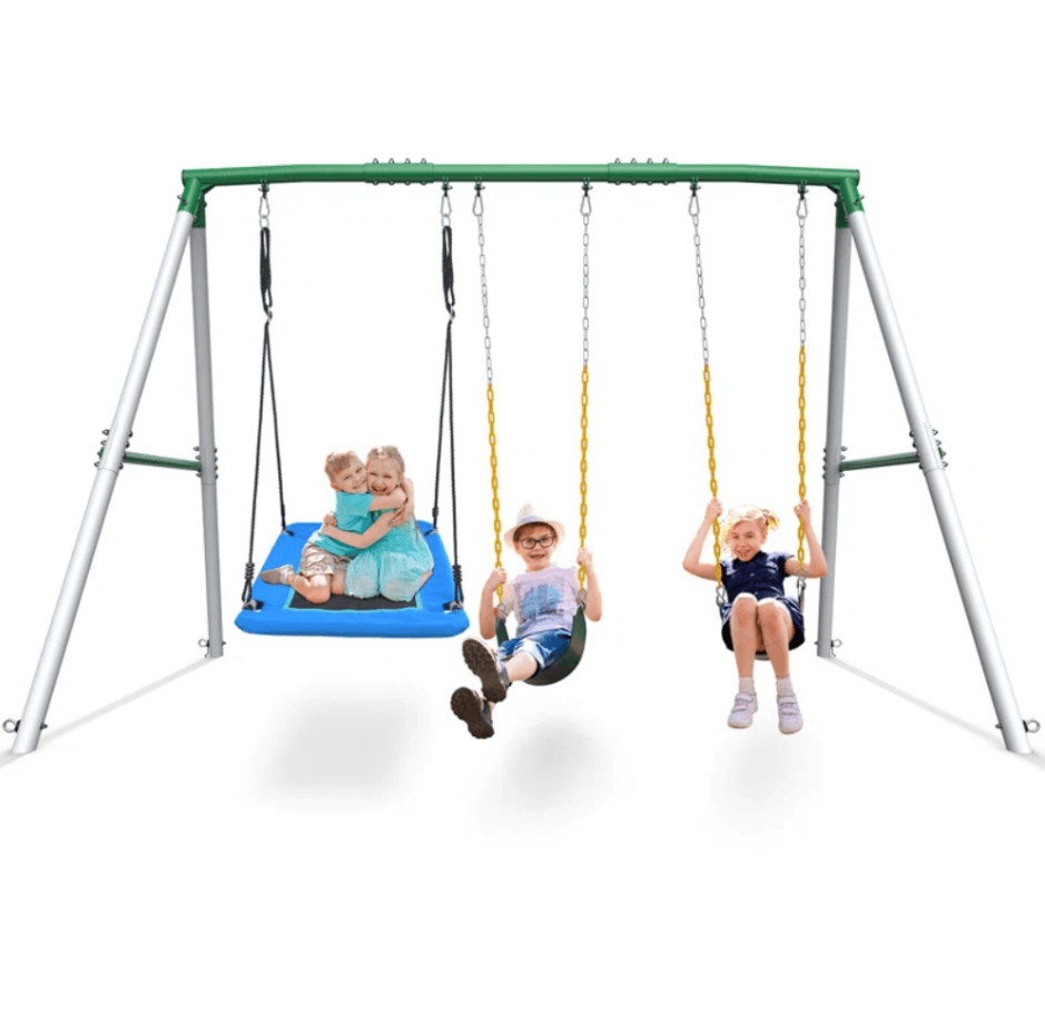 Heavy Duty Steel Swing Set Playset 3m x 2m x 2.2m