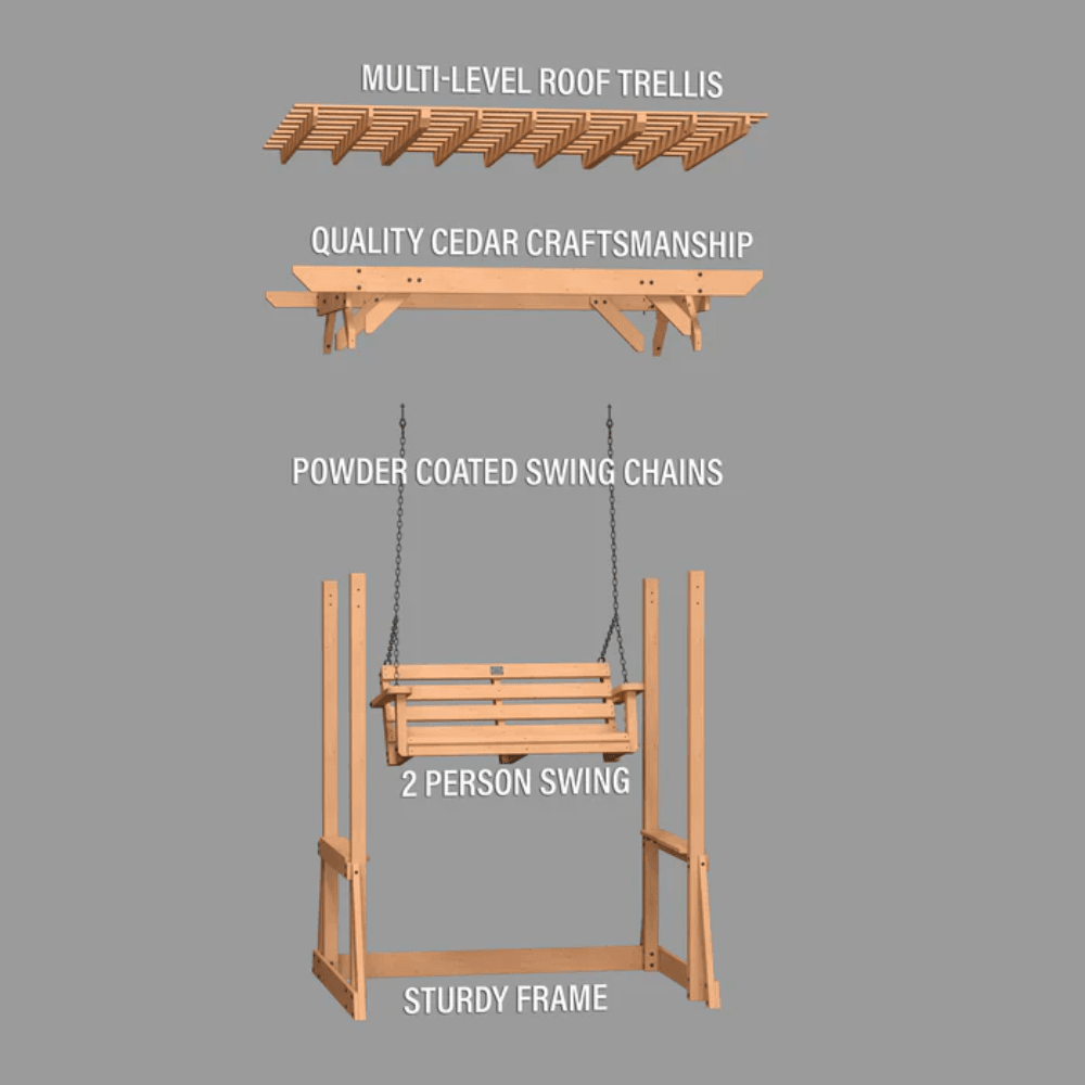 Backyard Discovery Callahan Cedar Wood Pergola Swing Bench