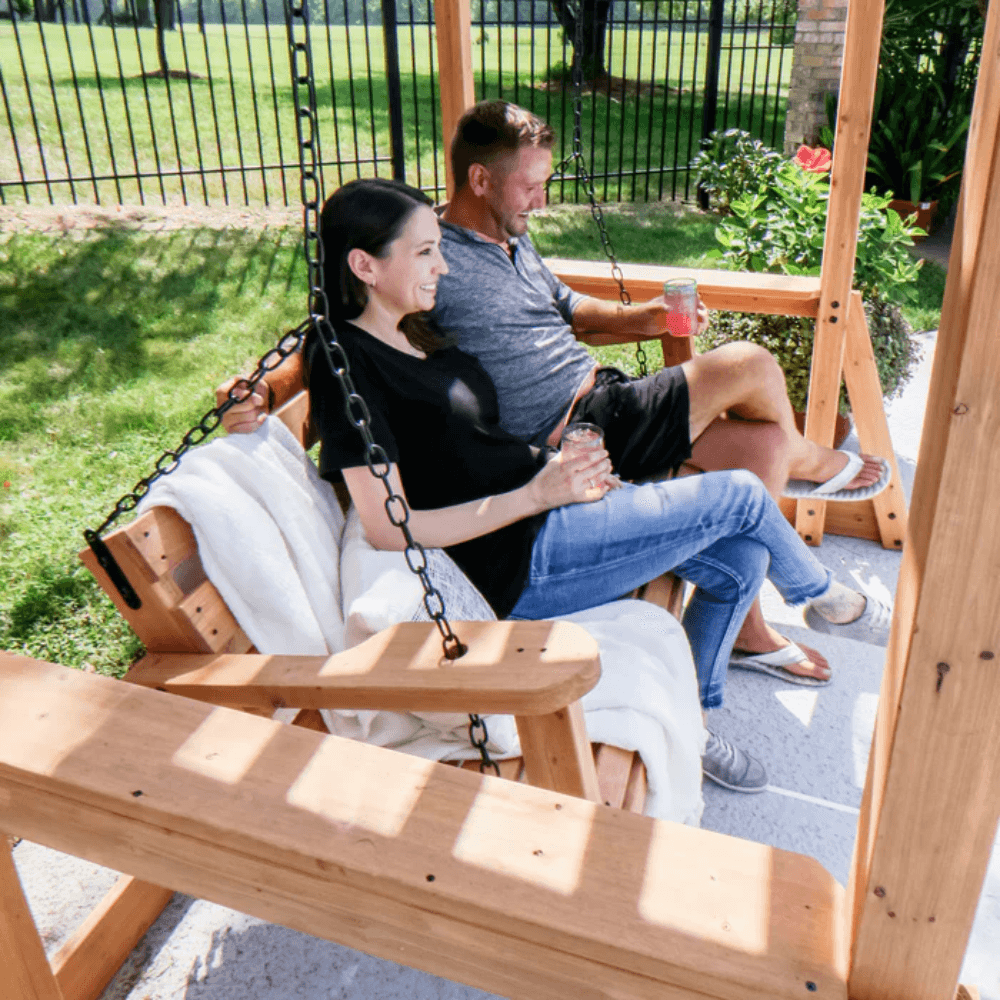 Backyard Discovery Callahan Cedar Wood Pergola Swing Bench