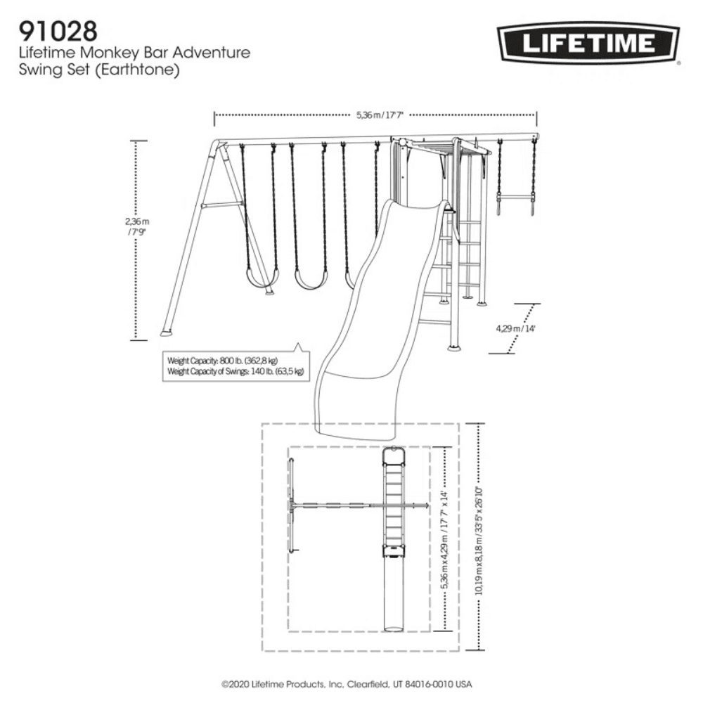 Lifetime Monkey Bar Adventure Steel Swing Set Playset