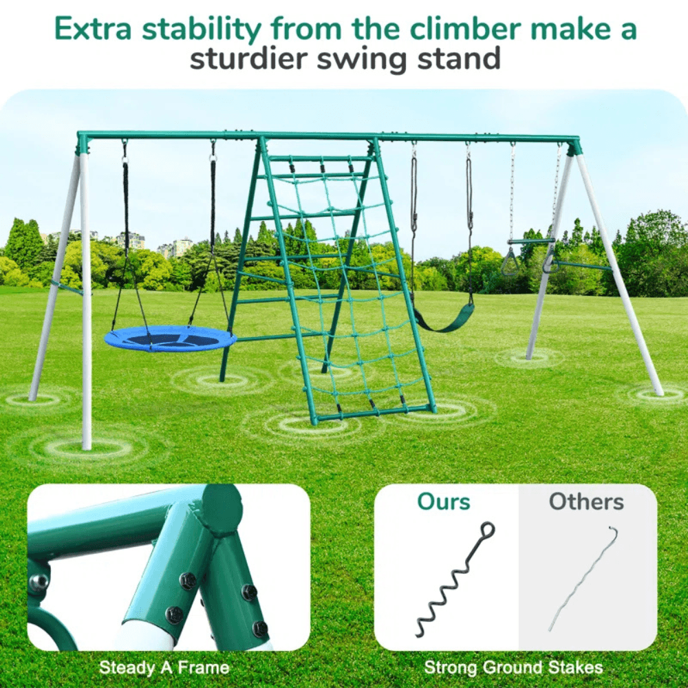 Adventure Multi-Activity Outdoor Metal Swing Set Playset