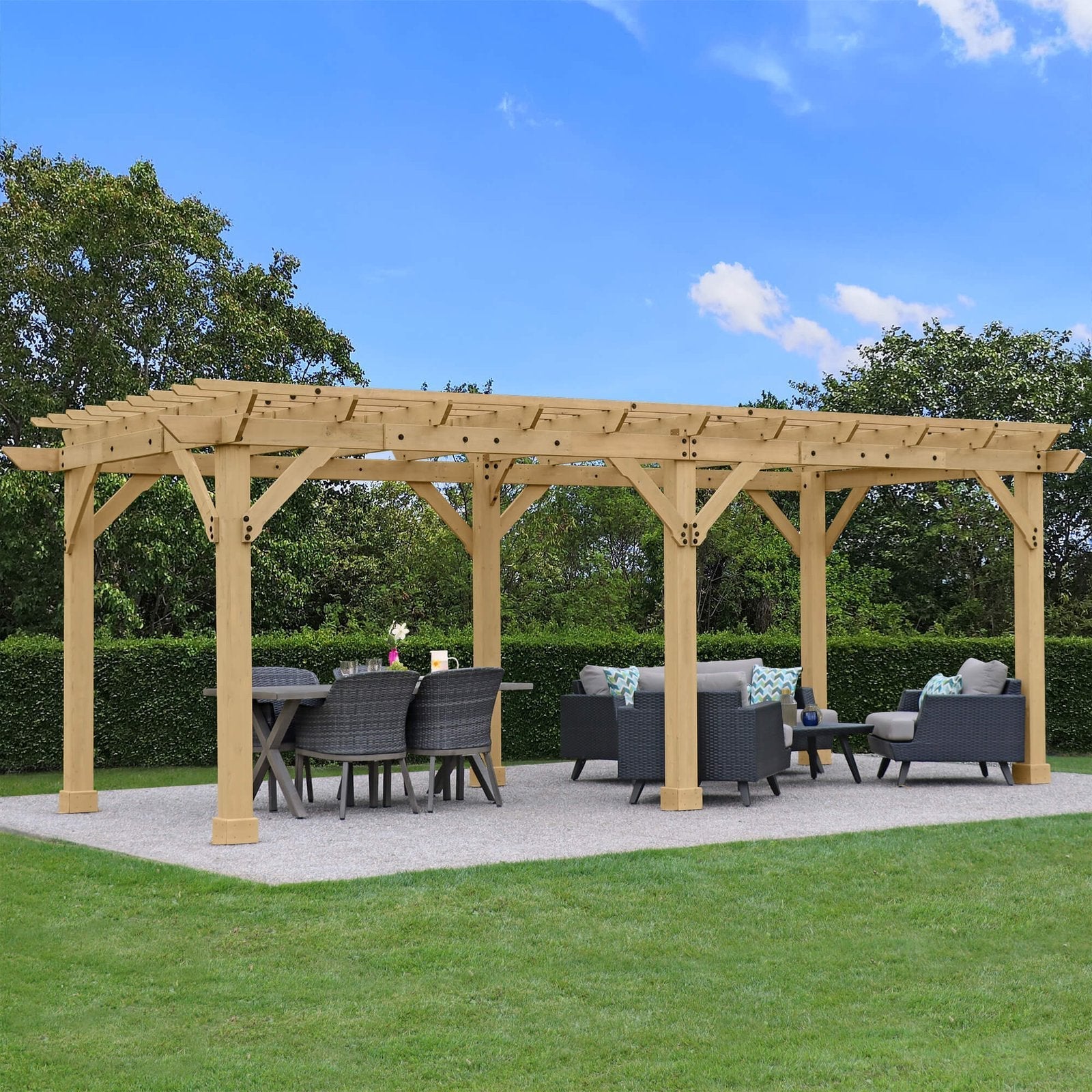 Yardistry Meridian Cedar Wood Pergola 3m x 6.7m