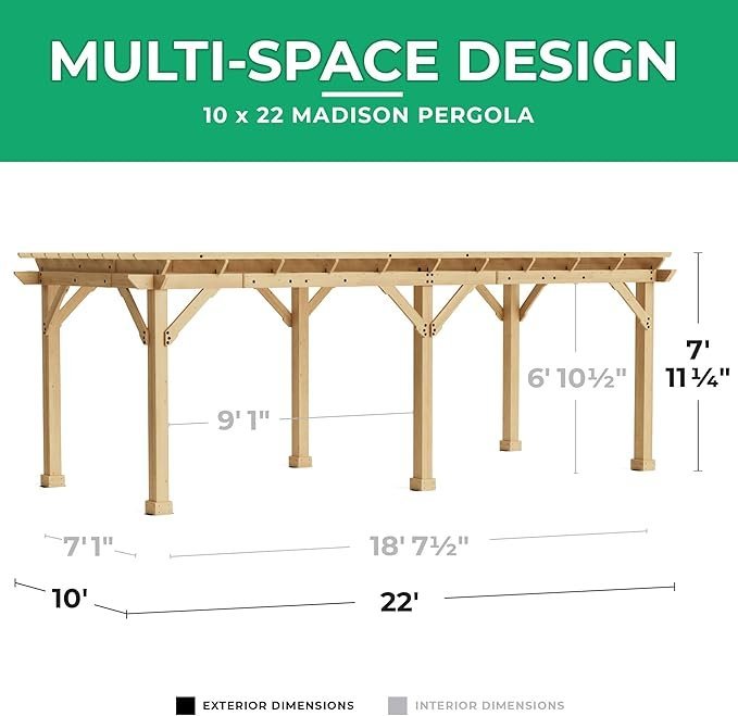 Yardistry Meridian Cedar Wood Pergola 3m x 6.7m